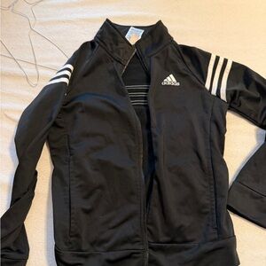 adidas Kids Black Jacket with White Stripes